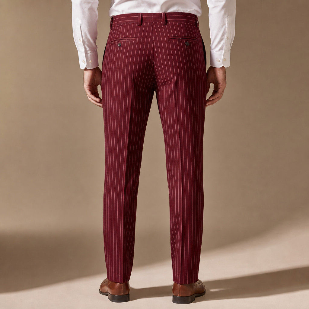 Dress Pants Striped Slim Fit Burgundy – Full Look