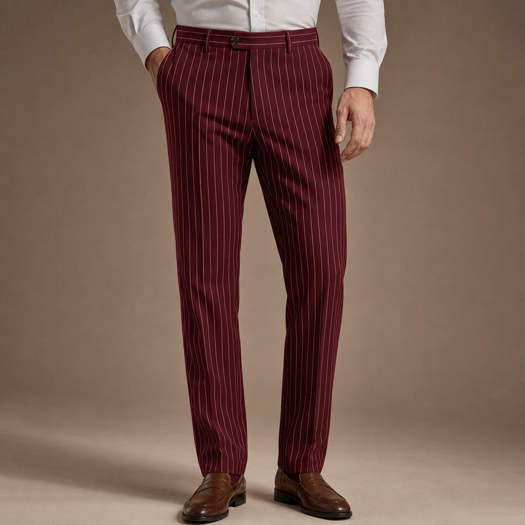 Dress Pants Striped Slim Fit Burgundy – Product Photo