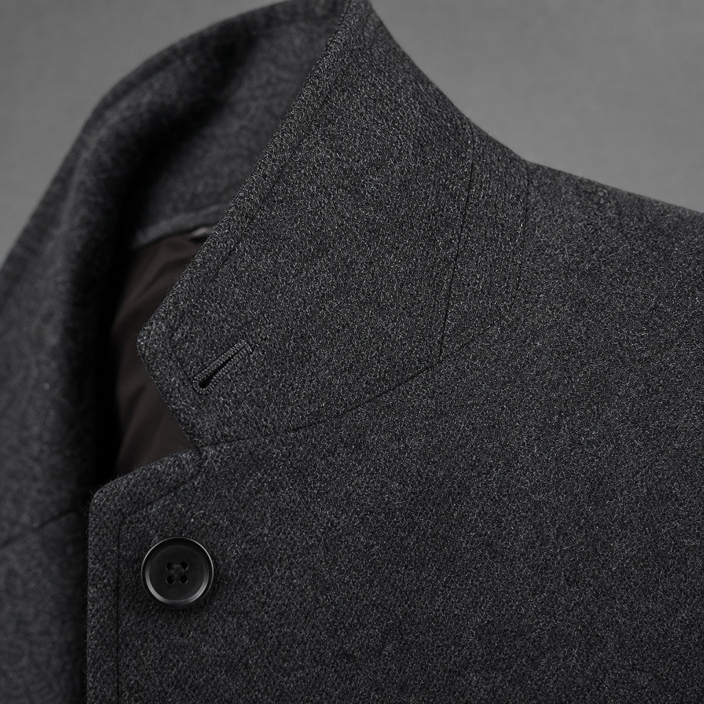 Ellington Wool Coat Charcoal – Fabric and Detail Close-Up