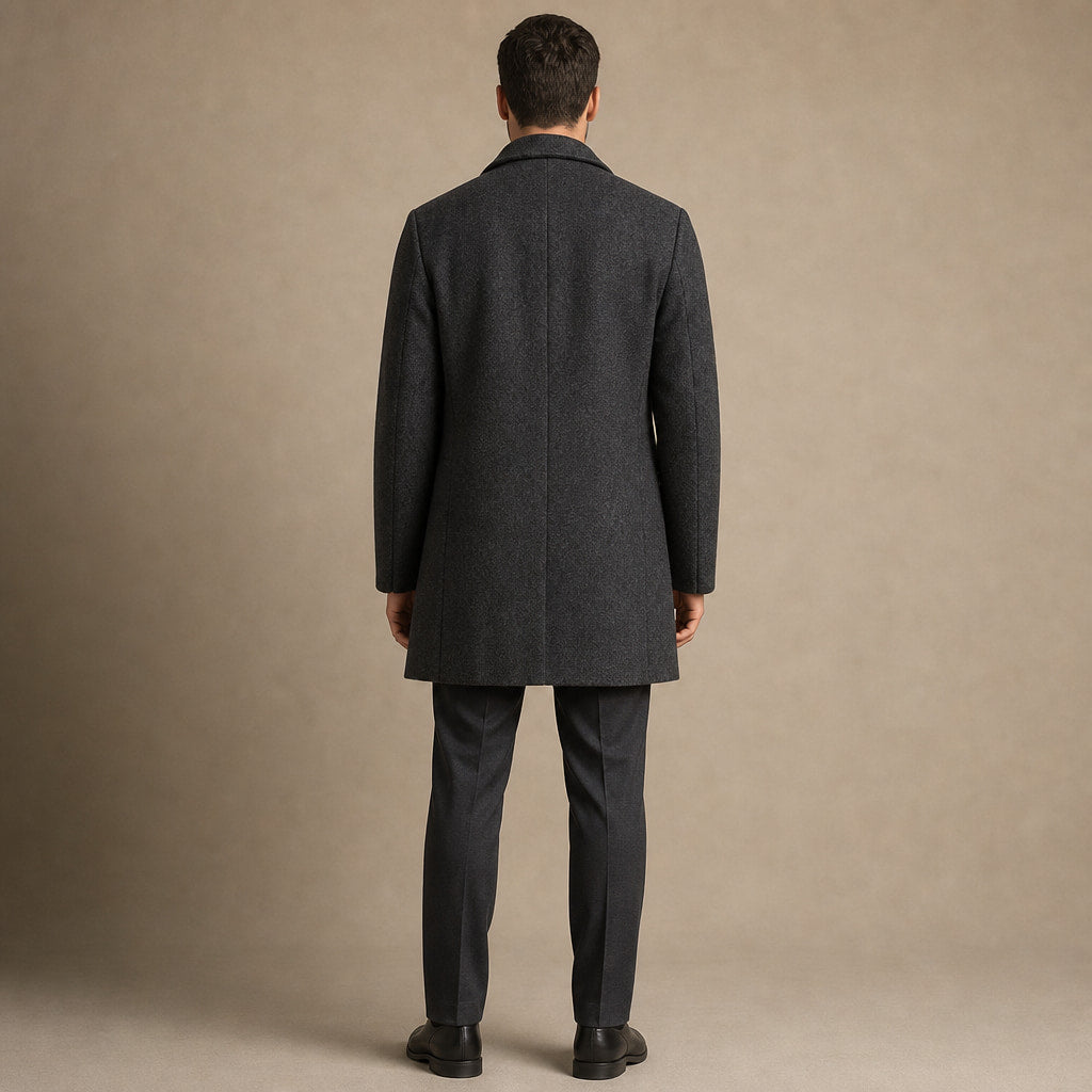 Ellington Wool Coat Charcoal – Full Look