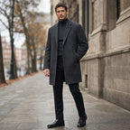 Ellington Wool Coat Charcoal – Styled Editorial Shot