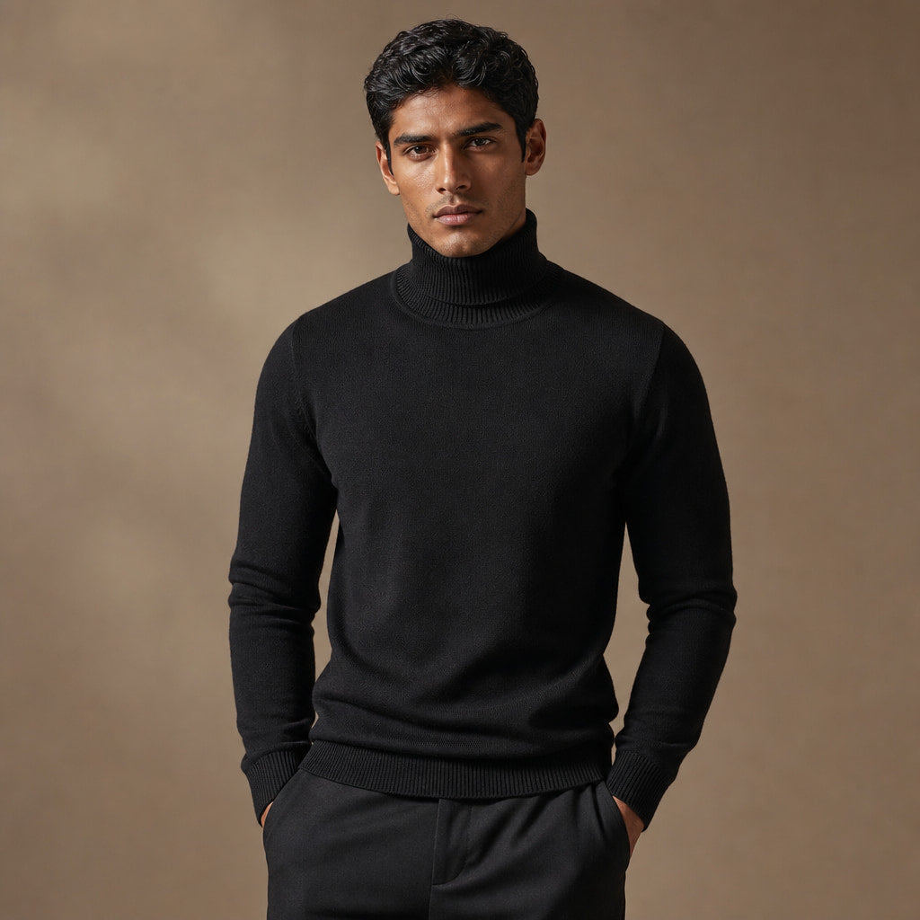 Ellis Merino Turtleneck in Black – Tarlano Premium Menswear