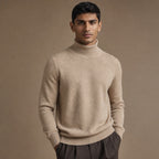 Ellis Merino Turtleneck Khaki – Side Angle View