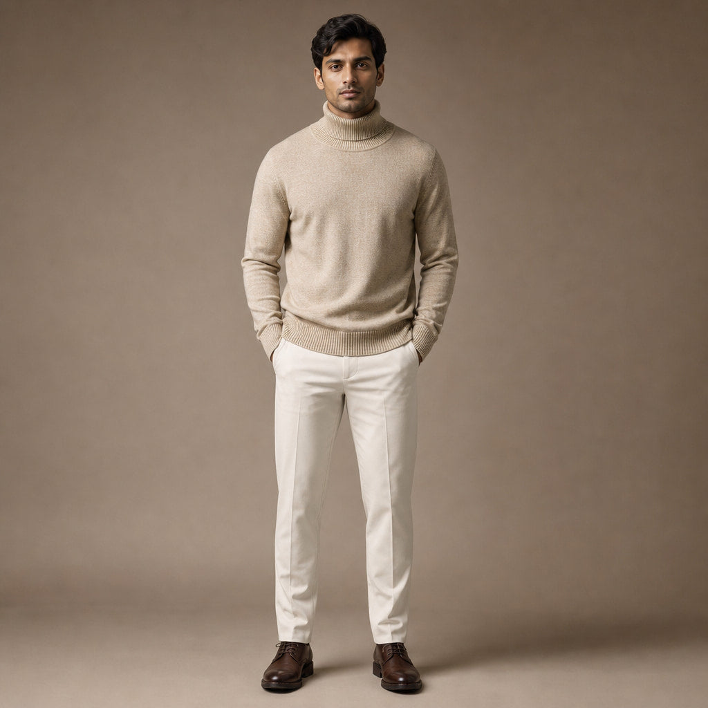 Ellis Merino Turtleneck Khaki – Full Look