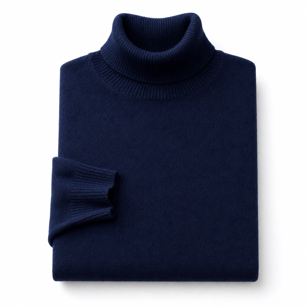 Ellis Merino Turtleneck Navy – Product Photo