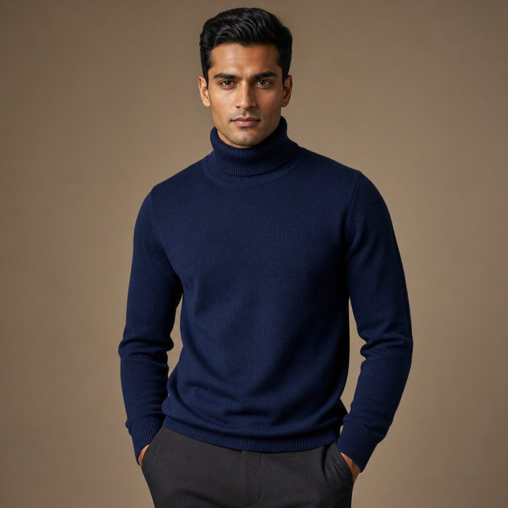 Ellis Merino Turtleneck in Navy – Tarlano Premium Menswear