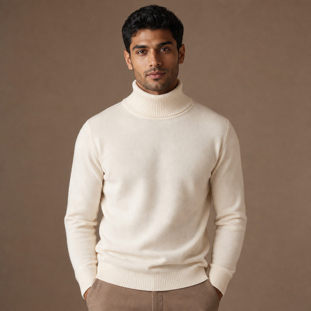 Ellis Merino Turtleneck in White – Tarlano Premium Menswear