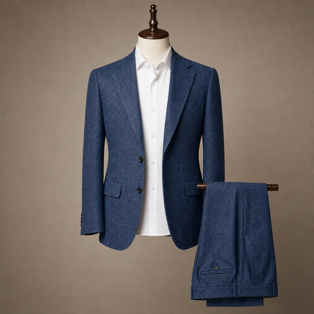 Herringbone Suit Three Piece Blue – Product Photo