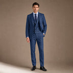 Herringbone Suit Three Piece in Blue – Tarlano Premium Menswear