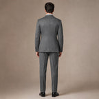 Herringbone Suit Three Piece Dark Grey – Side Angle View