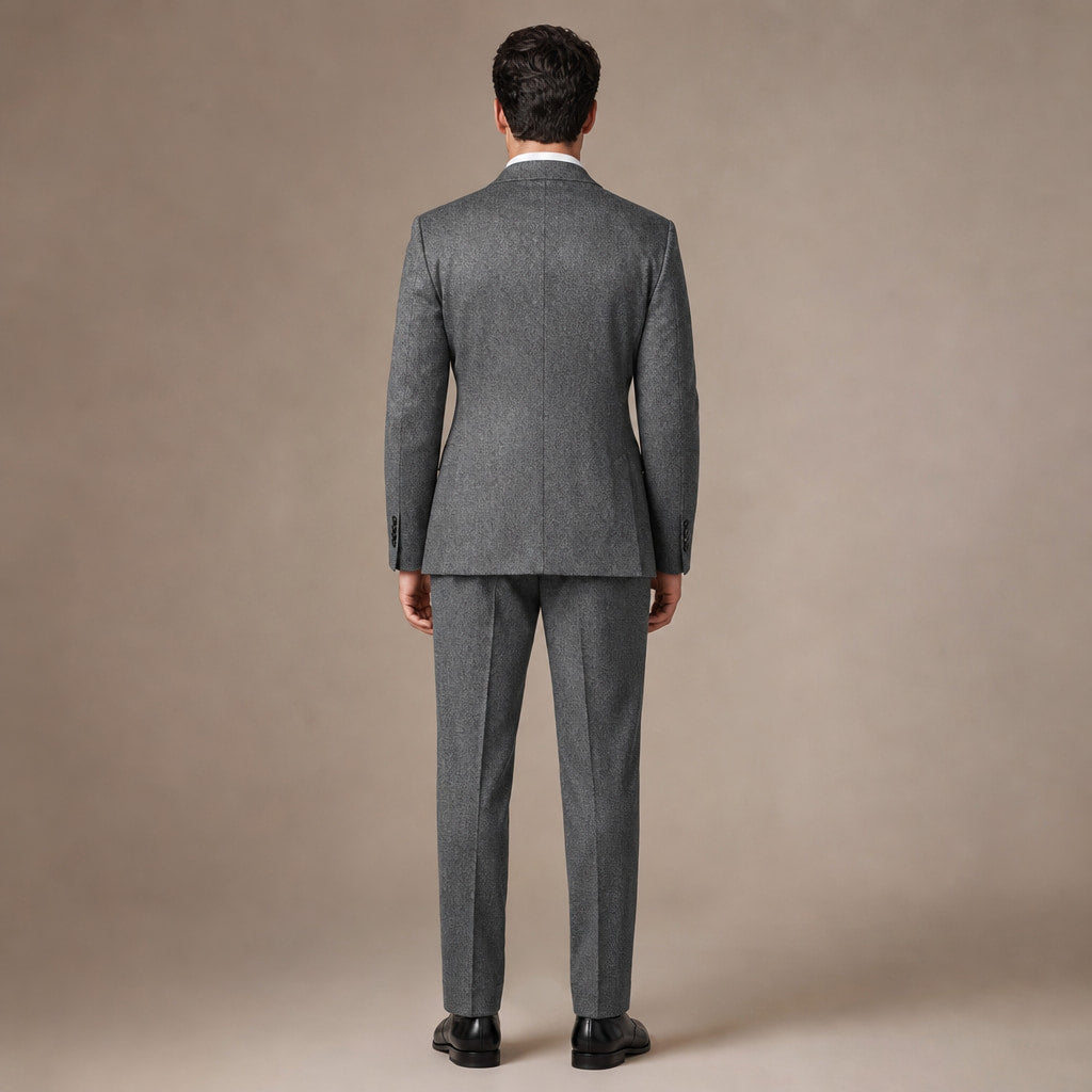 Herringbone Suit Three Piece Dark Grey – Side Angle View