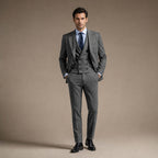 Herringbone Suit Three Piece in Dark Grey – Tarlano Premium Menswear