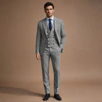 Herringbone Suit Three Piece in Grey – Tarlano Premium Menswear