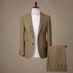 Herringbone Suit Three Piece Khaki – Product Photo