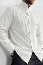 Elvane | Pleated Bib Shirt Band Collar – Premium Editorial