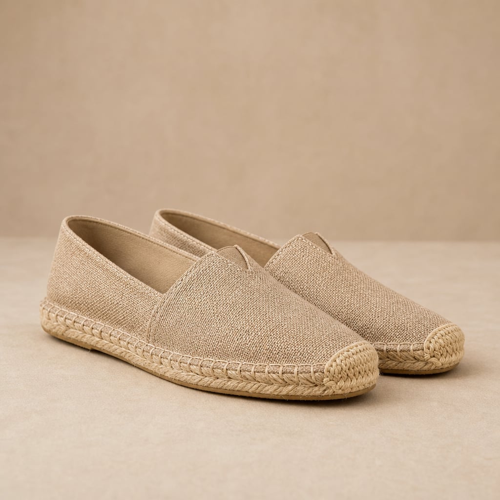 Espadrilles Men Jute Sole Slip-On Orthopedic Cushioned Beige – Product Photo