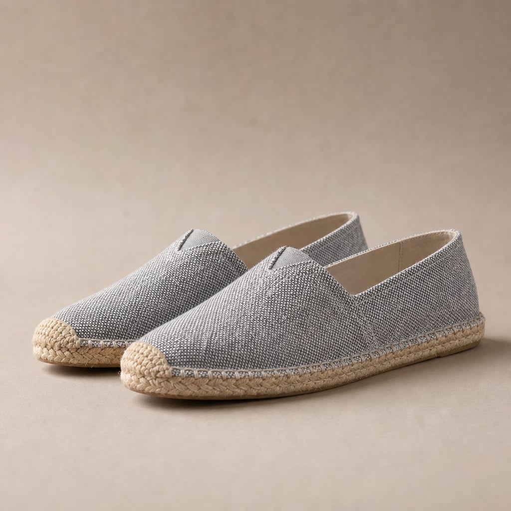 Espadrilles Men Jute Sole Slip-On Orthopedic Cushioned Gray – Product Photo