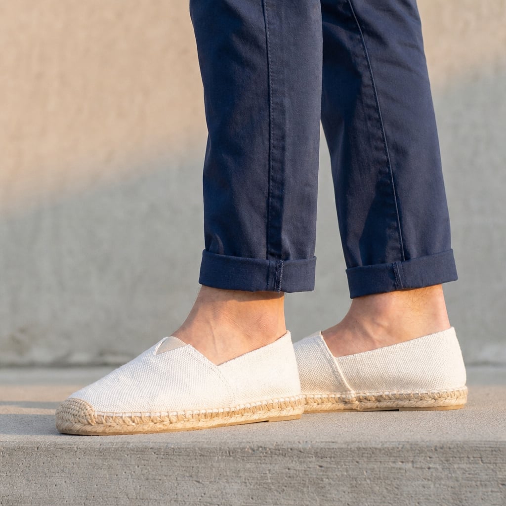 Espadrilles Men Jute Sole Slip-On Orthopedic Cushioned White – Full Look