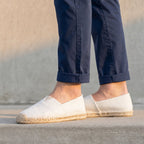Espadrilles Men Jute Sole Slip-On Orthopedic Cushioned White – Full Look