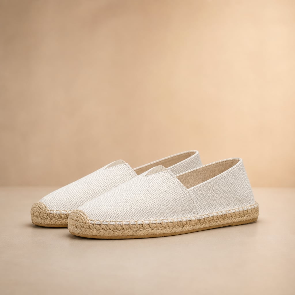 Espadrilles Men Jute Sole Slip-On Orthopedic Cushioned White – Product Photo