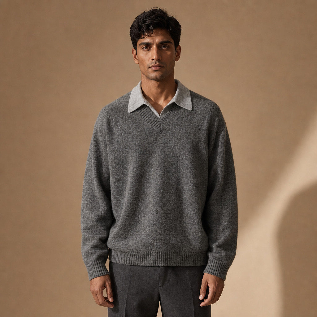 Eton Layered V-Neck in Gray – Tarlano Premium Menswear