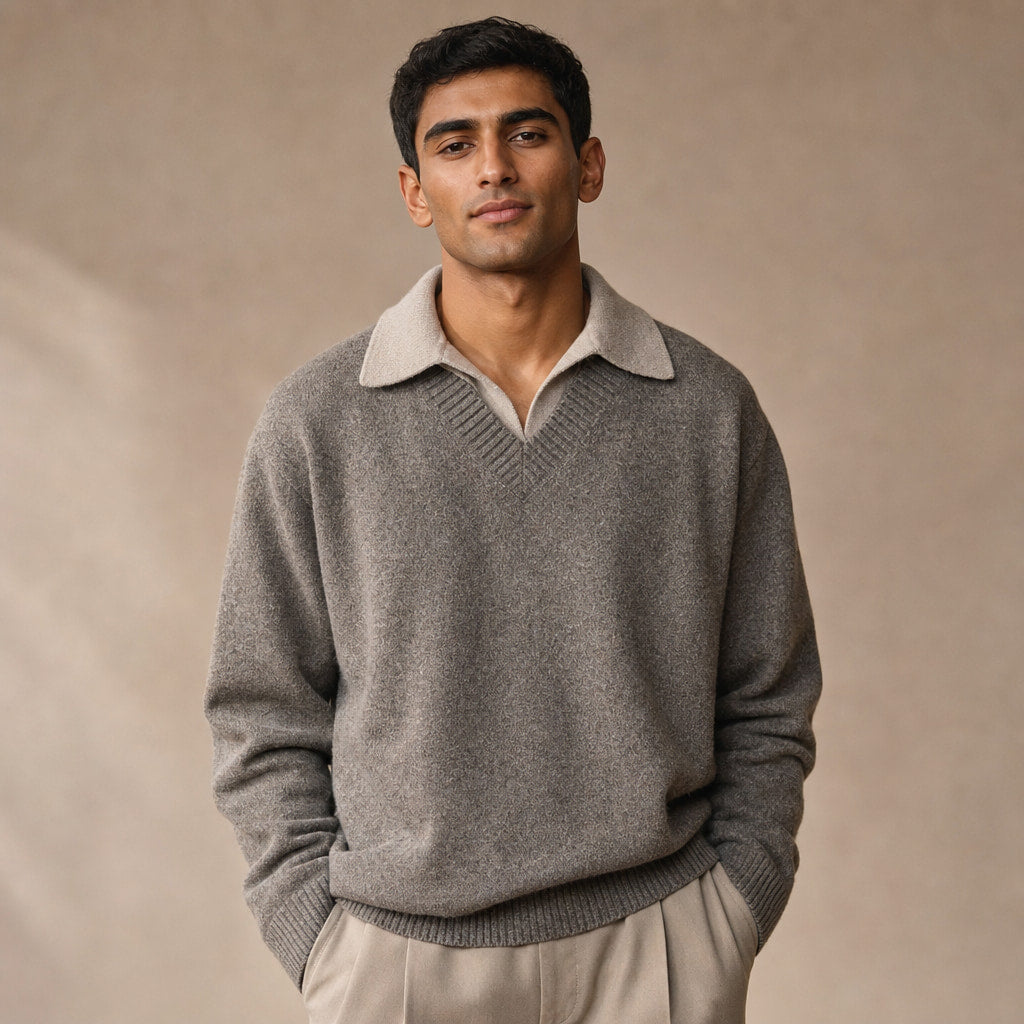 Eton Layered V-Neck Taupe – Product Photo