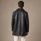 Ezric Black Single-Breasted Leather Coat For Men Black – Full Look