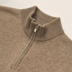 Fairfax Wool-Blend Quarter-Zip Camel – Fabric and Detail Close-Up