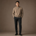 Fairfax Wool-Blend Quarter-Zip Camel – Full Look