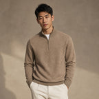 Fairfax Wool-Blend Quarter-Zip Camel – Product Photo