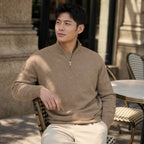 Fairfax Wool-Blend Quarter-Zip Camel – Styled Editorial Shot