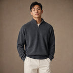 Fairfax Wool-Blend Quarter-Zip Charcoal – Product Photo