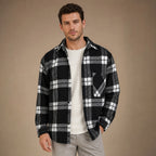 Plaid Flannel Overshirt Relaxed Fit Black – Product Photo