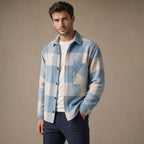 Plaid Flannel Overshirt Relaxed Fit Blue – Side Angle View