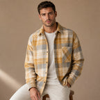 Plaid Flannel Overshirt Relaxed Fit Yellow – Product Photo