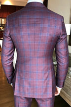 Ferrand | Windowpane Plaid Suit Single Breasted Burgundy – Product Photo