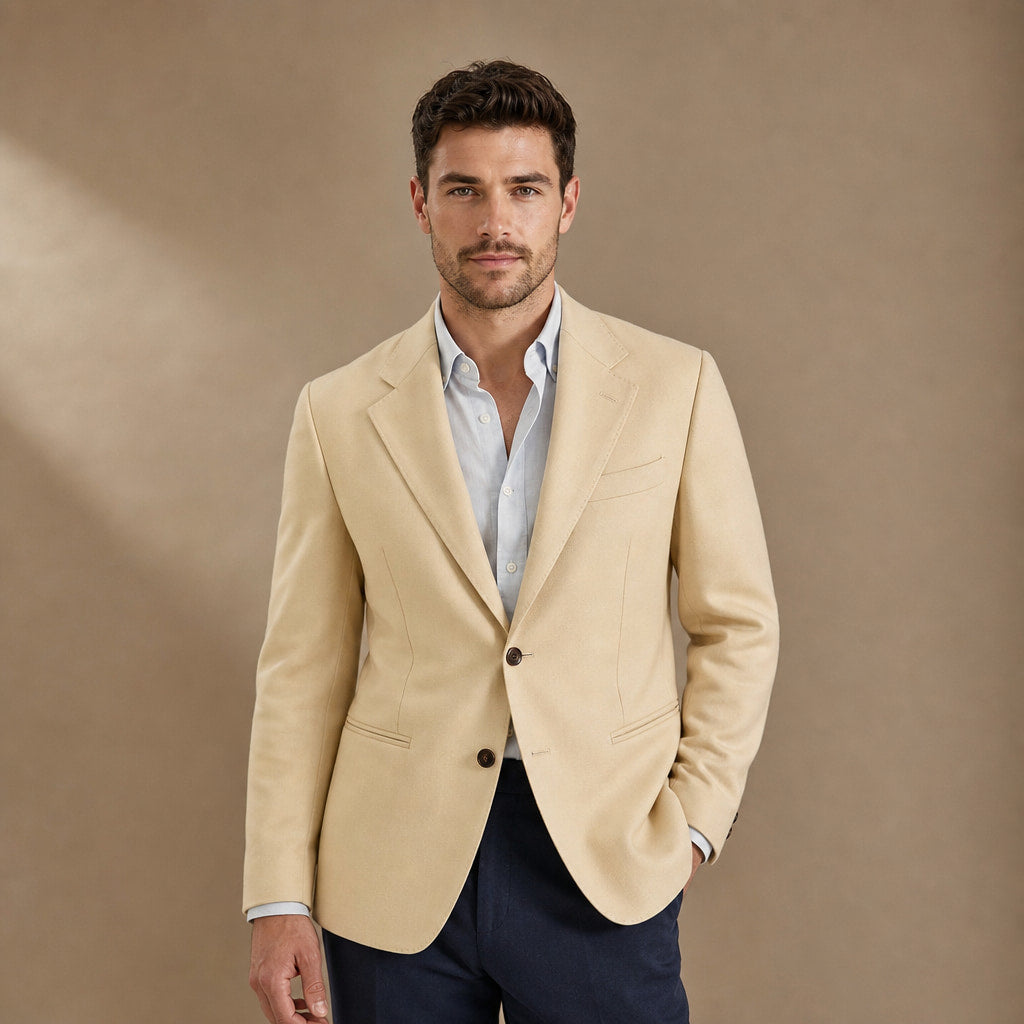 Blazer Half Lined Tailored Fit in Beige – Tarlano Premium Menswear