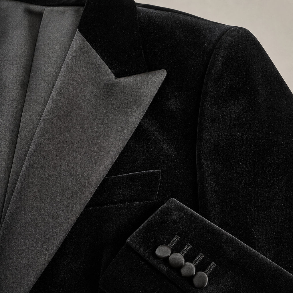 Blazer Half Lined Tailored Fit Black – Fabric and Detail Close-Up