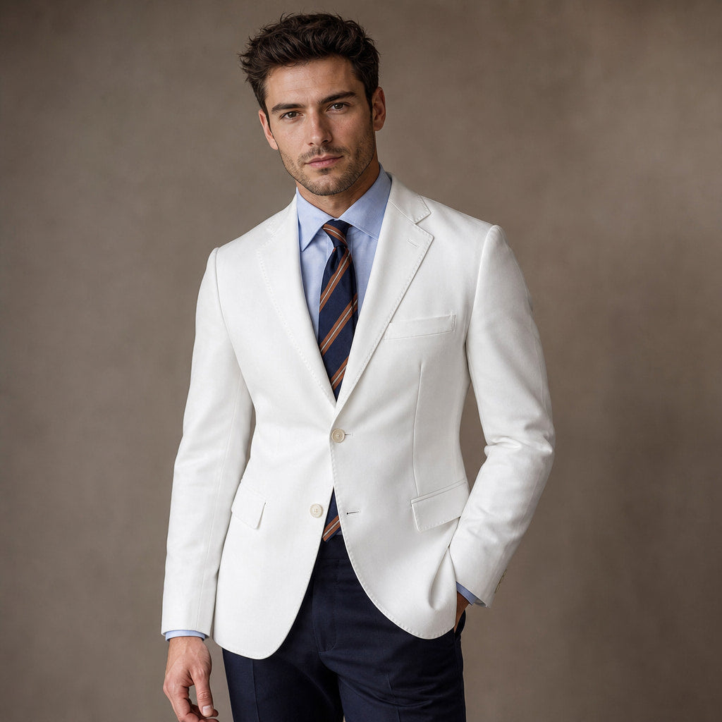 Blazer Half Lined Tailored Fit in White – Tarlano Premium Menswear