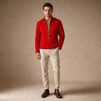 Flare Red Suede Leather Biker Style Jacket For Men Red – Full Look