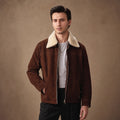 Frisky Dark Brown Shearling Suede Leather Jacket Brown – Product Photo