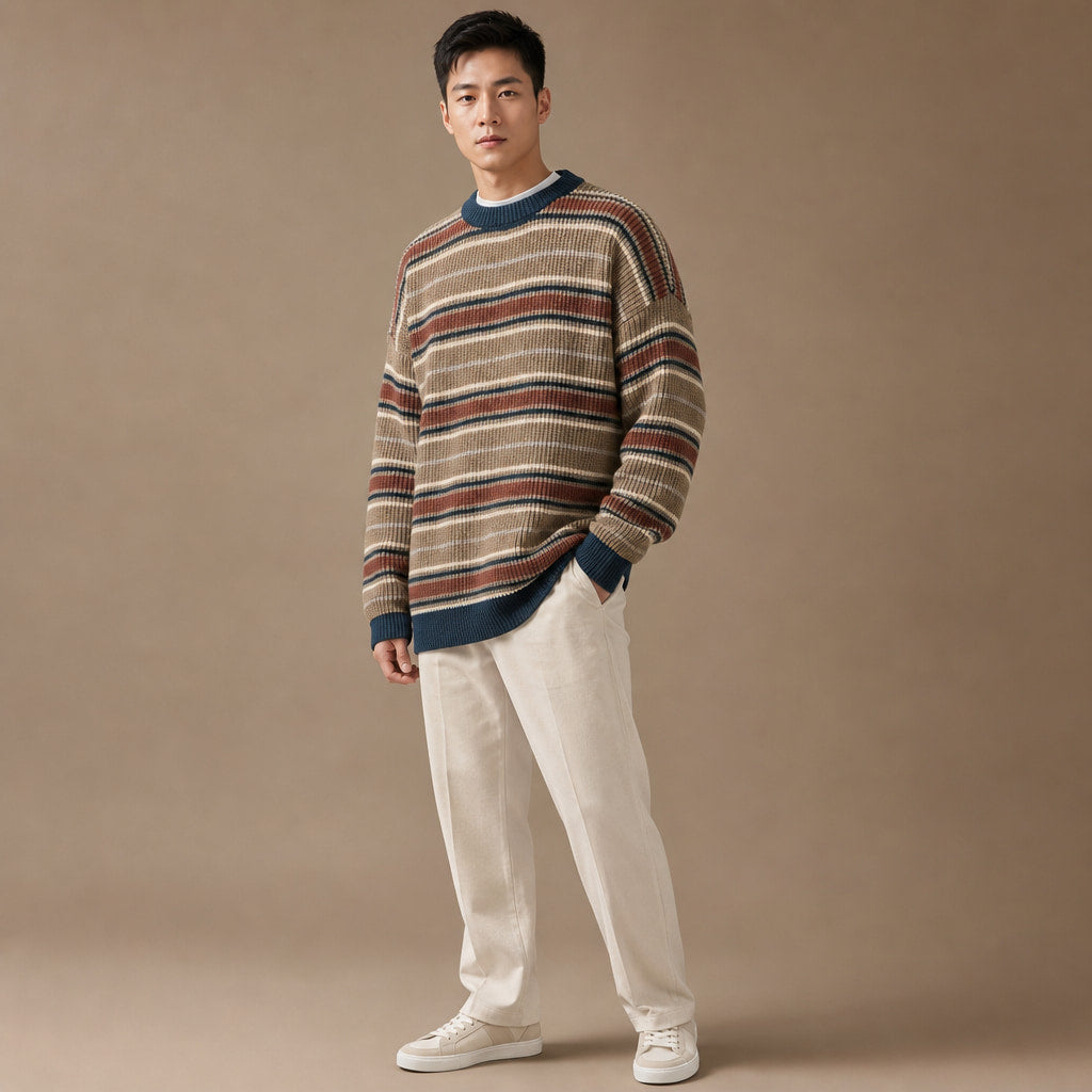 Halden Crewneck Khaki – Side Angle View