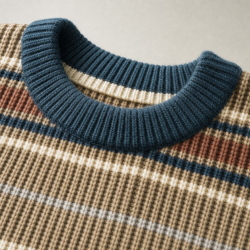 Halden Crewneck Khaki – Fabric and Detail Close-Up