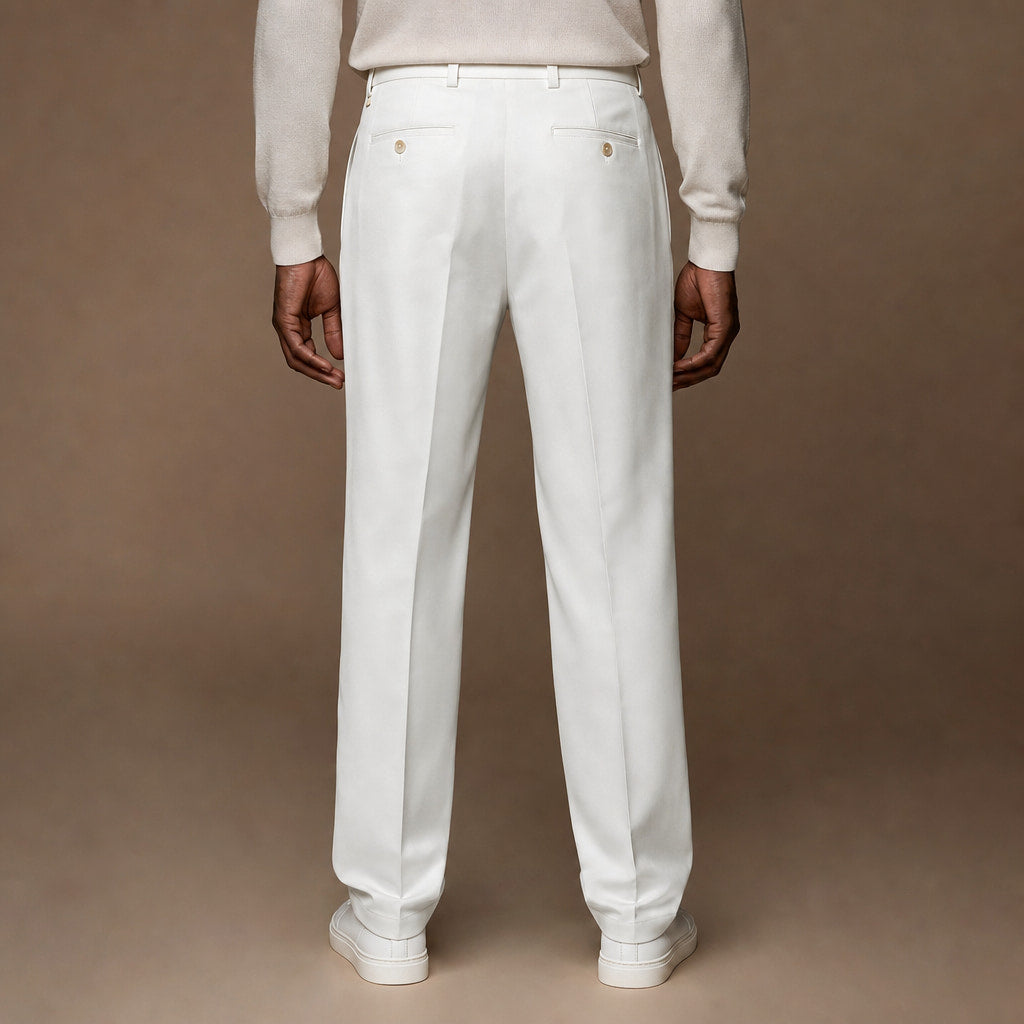Dress Pants Pleated Front Modern Fit Ivory – Full Look