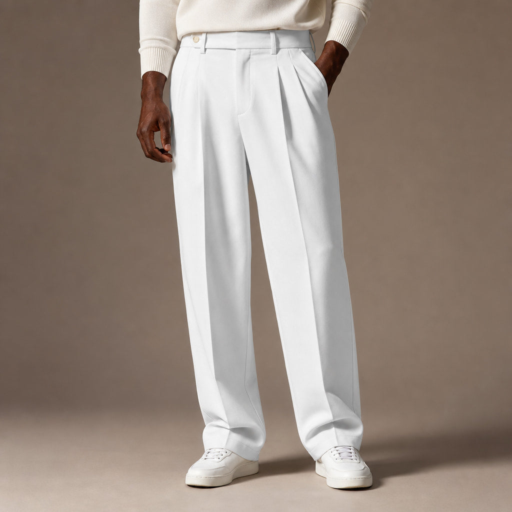 Dress Pants Pleated Front Modern Fit White – Product Photo