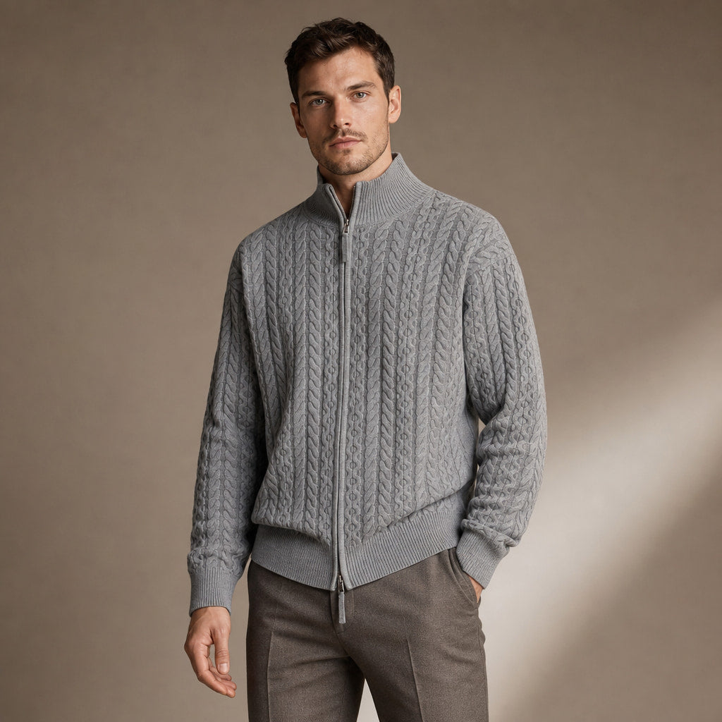 Harbor Knit Cardigan Gray – Side Angle View