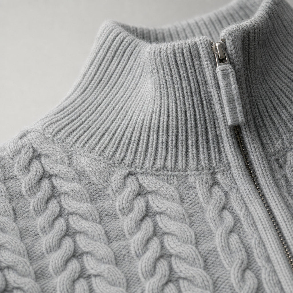 Harbor Knit Cardigan Gray – Fabric and Detail Close-Up