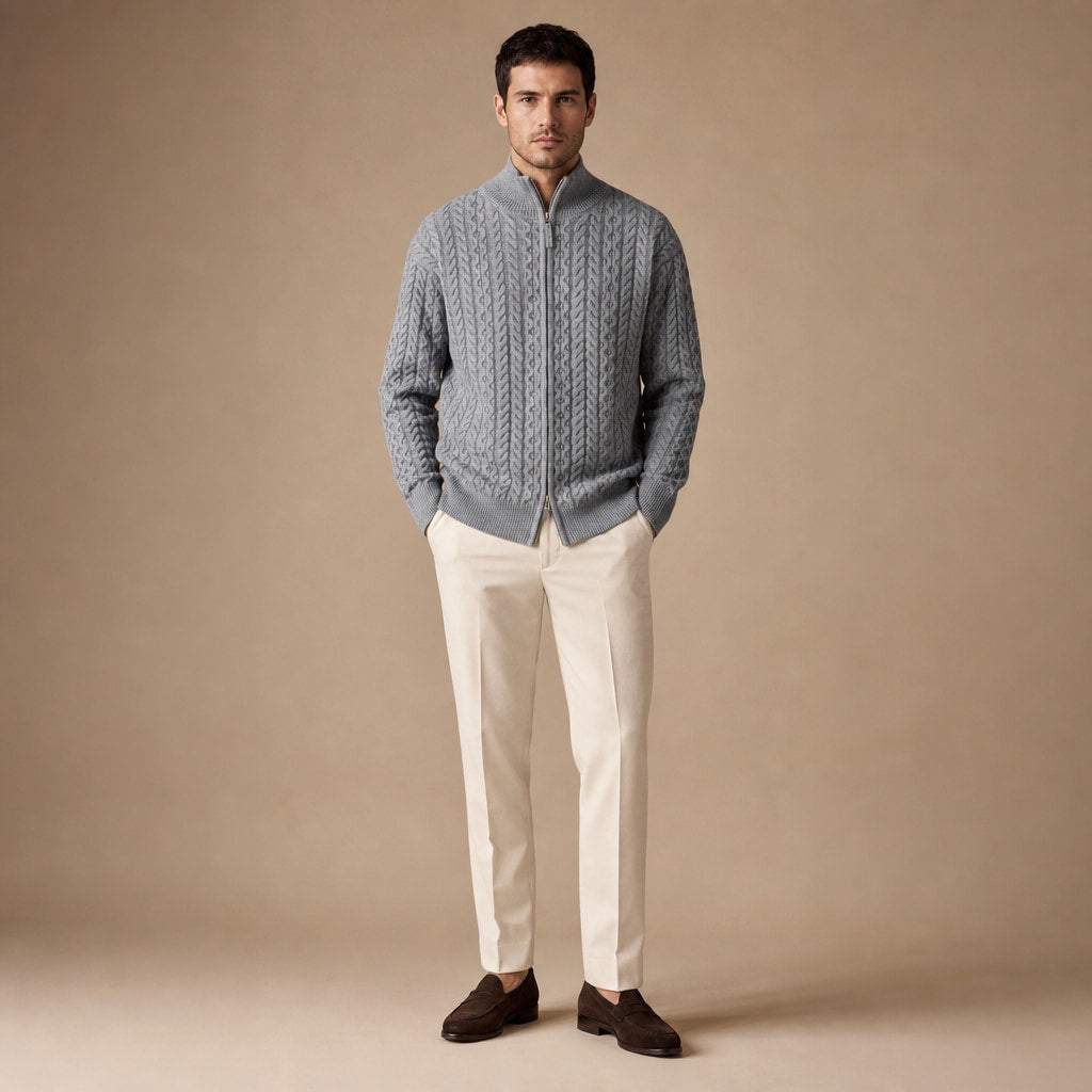 Harbor Knit Cardigan Gray – Full Look