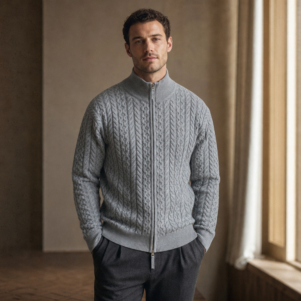 Harbor Knit Cardigan Gray – Styled Editorial Shot
