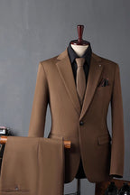 Harlow | Three Piece Suit Double Breasted Waistcoat Brown – Product Photo